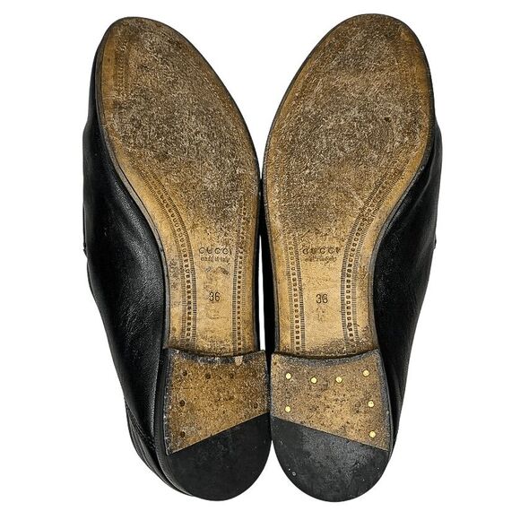 Gucci Brixton Horsebit Loafers Women's EU 36 US 6 Black Leather Slip On Flats - Picture 11 of 12